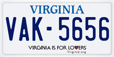 VA license plate VAK5656