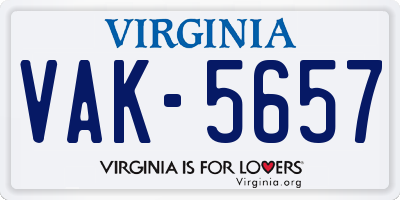 VA license plate VAK5657