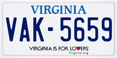 VA license plate VAK5659