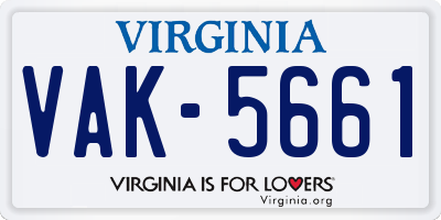 VA license plate VAK5661