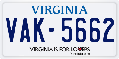 VA license plate VAK5662