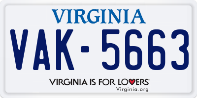 VA license plate VAK5663