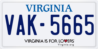 VA license plate VAK5665