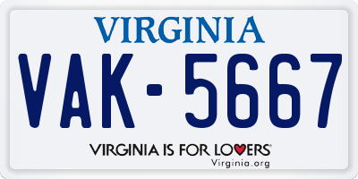 VA license plate VAK5667