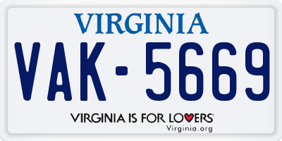 VA license plate VAK5669