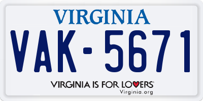 VA license plate VAK5671