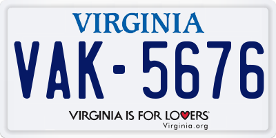 VA license plate VAK5676