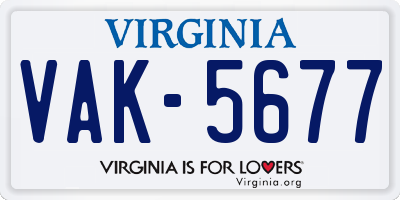 VA license plate VAK5677