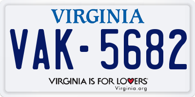 VA license plate VAK5682