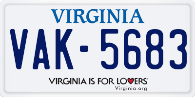 VA license plate VAK5683