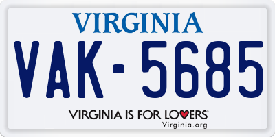 VA license plate VAK5685