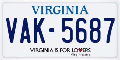 VA license plate VAK5687