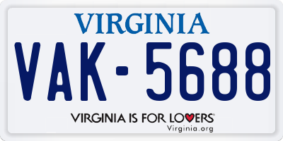 VA license plate VAK5688