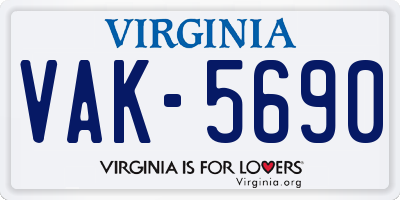 VA license plate VAK5690