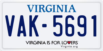 VA license plate VAK5691