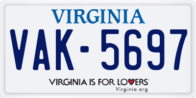 VA license plate VAK5697