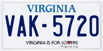 VA license plate VAK5720