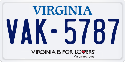 VA license plate VAK5787