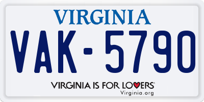 VA license plate VAK5790