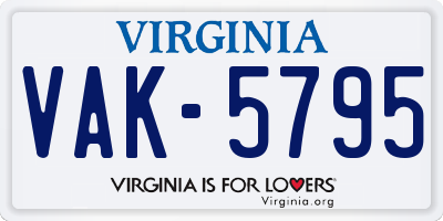 VA license plate VAK5795