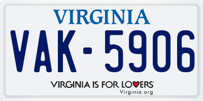 VA license plate VAK5906