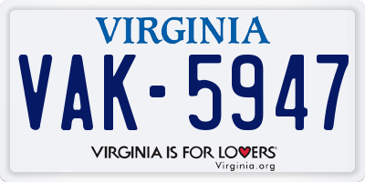 VA license plate VAK5947