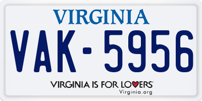 VA license plate VAK5956