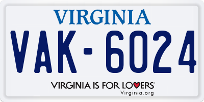 VA license plate VAK6024