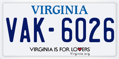 VA license plate VAK6026