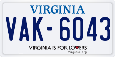 VA license plate VAK6043