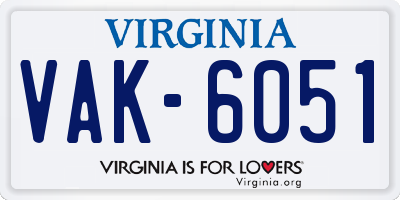 VA license plate VAK6051
