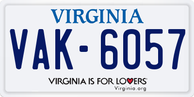 VA license plate VAK6057