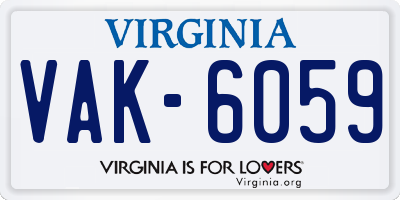 VA license plate VAK6059