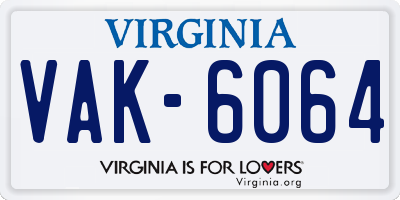 VA license plate VAK6064