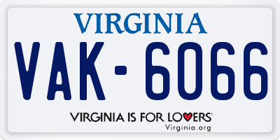 VA license plate VAK6066