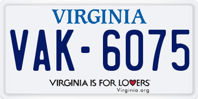 VA license plate VAK6075