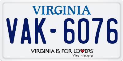 VA license plate VAK6076