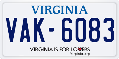VA license plate VAK6083