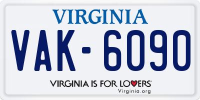 VA license plate VAK6090