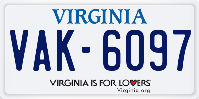 VA license plate VAK6097