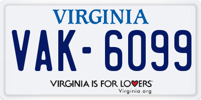 VA license plate VAK6099