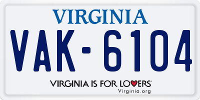 VA license plate VAK6104