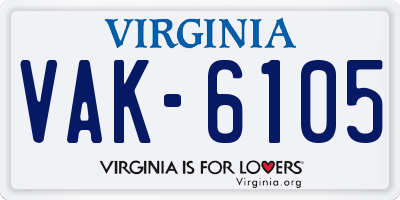 VA license plate VAK6105