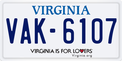 VA license plate VAK6107
