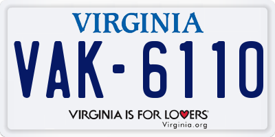 VA license plate VAK6110