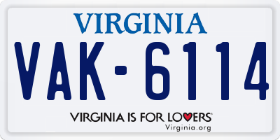 VA license plate VAK6114
