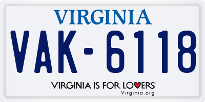 VA license plate VAK6118