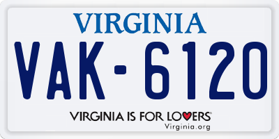 VA license plate VAK6120