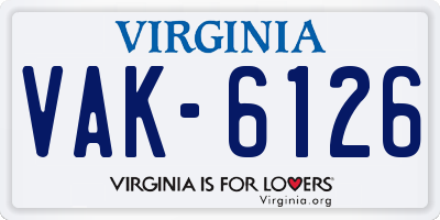 VA license plate VAK6126