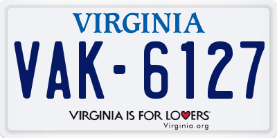 VA license plate VAK6127